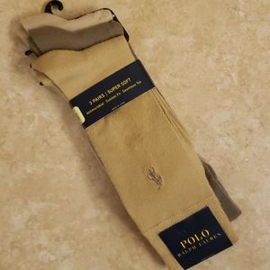 Polo, mens long, khaki 3pk socks